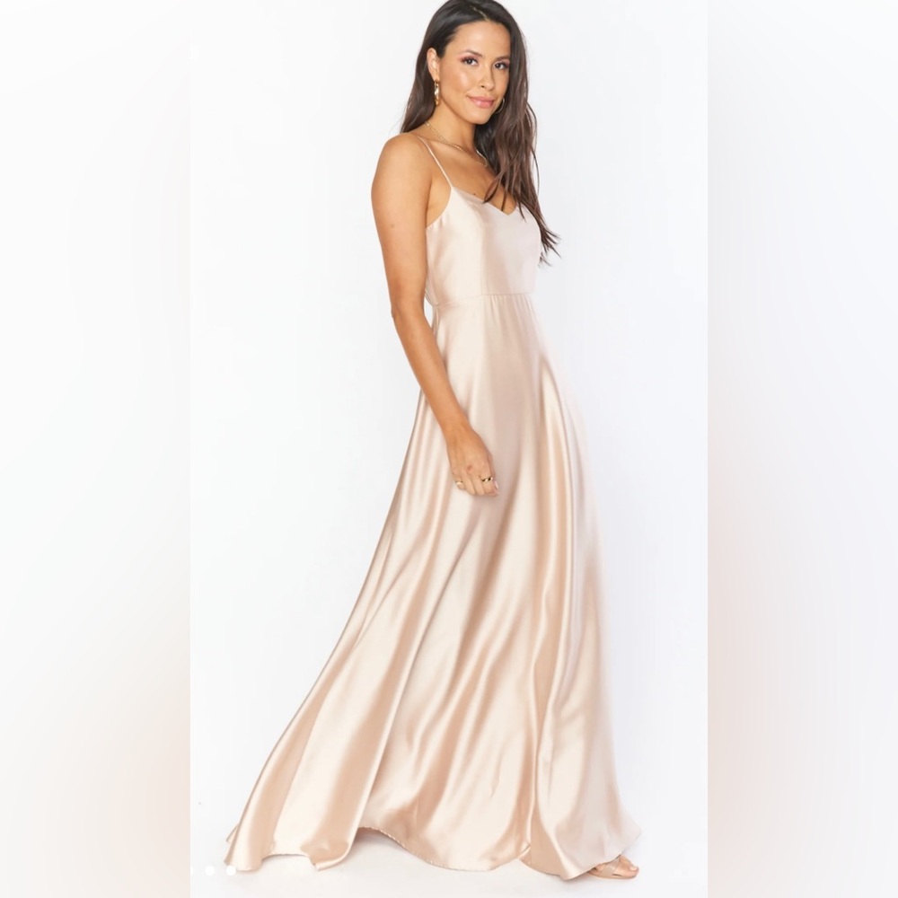 Champagne Floor Length Strapless Gown